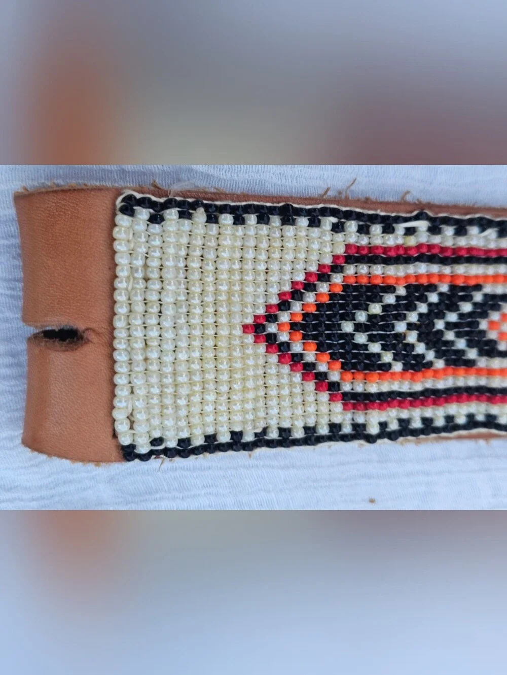 Vintage Handmade Southwestern Beaded Leather Native American Belt
